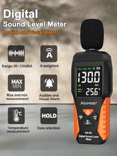 Load image into Gallery viewer, Decibel Meter Portable Sound Level Meter dB Meter decibel sound Meter Measuring 30~130 dB, Audible and Visual Alarms, MAX/MIN Noise Measurement
