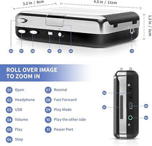 Load image into Gallery viewer, Reshow Walkman Cassette Tape Player – Portable Tape Player Audio Cassette to Digital Converter – Compatible with Laptops and Personal Computers – Convert Cassette Tape Recorder to IPod Format (Silver)
