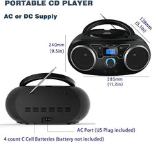 Load image into Gallery viewer, Portable Radio CD Player Boombox with Bluetooth &amp; FM Radio, USB Port, AUX Input, Headphone Jack,Compact CD Player Radio Stereo System,CD-R/CD-RW/MP3 CDs Playback(WTB-771)
