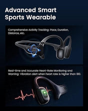 Load image into Gallery viewer, HaptiFit Terra Advanced Smart Sports Wearable, Open Ear Bluetooth Bone Conduction Headphones with Mic and 32GB MP3, Waterproof Wireless Earphones for Workouts, Swimming and Running, Black
