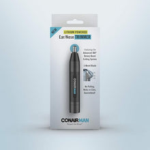 Load image into Gallery viewer, ConairMan Nose Hair Trimmer for Men, For Nose, Ear, and Eyebrows, Patent 360 Bevel Blade for No Pull, No Snag Trimming Experience, Cordless Lithium-Powered Trimmer with Drawstring Bag
