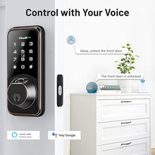 Load image into Gallery viewer, WiFi Smart Lock, Zowill DK07G Fingerprint Door Lock with APP &amp; Voice Control, 7-in-1 Smart Door Lock for Front Door, Touchscreen Keyless Entry Door Lock, Work with Alexa, Ekey Sharing, Auto Lock
