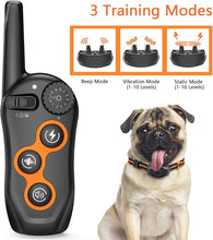Load image into Gallery viewer, Dog Training Collar, IPX7 Waterproof Dog Shock Collar with Remote Control Range 1300ft, 3 Training Modes, Beep, Shock, Vibration, Rechargeable Shock Collar for Large Medium Small Dogs
