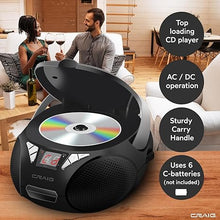 Load image into Gallery viewer, Craig CD6925 Portable Top-Loading Stereo CD Boombox with AM/FM Stereo Radio and Bluetooth Wireless Technology | Programmable CD Player | CD-R/CD-W Compatible | No Headphone Jack
