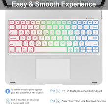 Load image into Gallery viewer, Swivel Wireless Keyboard Case for iPad Pro 12.9 (6th/5th/4th/3rd Gen), Rainbow Backlits &amp; Multi-Touch Trackpad, Magic 360° Rotatable Protective Keyboard Cover with Pencil Holder, Thin &amp; Light-Silver
