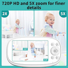 Load image into Gallery viewer, Baby Monitor, 5.5&quot; Split-Screen 2-Way Talk Video Baby Monitor with Camera and Audio, Auto Motion Tracking, Al Virtual Fence, Local Video Playback, Cry Detection, 5X Zoom,VOX, No WiFi (White)
