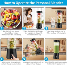 Load image into Gallery viewer, Lyrique Portable Blender: 400ml Personal Electric Blender for Shakes &amp; Smoothies, USB-C Rechargeable, Sharp Stainless Steel Blades with Efficient Mixing Function (Black)

