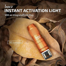 Load image into Gallery viewer, OLIGHT IMINI 2 EDC Rechargeable Keychain Flashlight, 50 Lumens Compact and Portable Mini Light, Tiny LED Keyring Lights with Built-in Battery Ideal for Everyday Carry and Emergencies (Orange)
