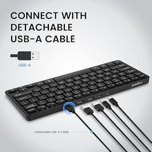 Load image into Gallery viewer, Perixx PERIBOARD-416 Wired Mini USB Keyboard with 4 Hubs - X Type Scissor Keys - Detachable USB-C and A Cable - US English
