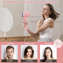 Load image into Gallery viewer, CIICII Negative Ionic Hair Dryer Professional, 120000RPM High Speed Blow Dryer (1600W Brushless/ 3-Speed/ 4-Temp &amp; HD Display &amp; Portable Bag) Fast Drying Hairdryer for Home, Travel &amp; Salon (Pink)
