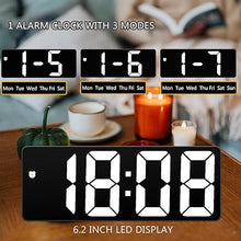 Load image into Gallery viewer, Digital Alarm Clock for Bedrooms, 6.5 inch LED Display with White Digits, 3 Levels Brightness Adjustable, Desk Alarm, Table Clock with 1 Alarm, 12/24H, Temperature, Corded Powered(White)
