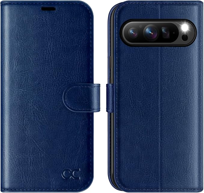 OCASE Compatible with Google Pixel 9 Pro XL Wallet Case, PU Leather Flip Folio Case with Card Holders RFID Blocking Kickstand [Shockproof TPU Inner Shell] Phone Cover 2024, Blue