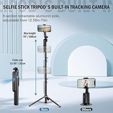 Load image into Gallery viewer, Auto Face Tracking Tripod 360 Rotation with Stand,Android and iPhone Tripod Holder with Remote and Gesture Control, No App,Built-in Tracking Camera Selfie Stick Tripod for Vlog Video Recording Tiktok
