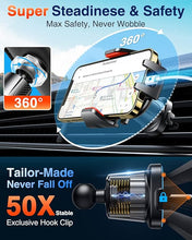 Load image into Gallery viewer, VANMASS Car Phone Holder Mount 2024 Upgraded [Patent Steel-Hook] Car Vent Phone Mount Clip Military-Grade Shockproof Cell Phone Car Mount Handsfree Truck Stand Vent Cradle for iPhone 15 Android,Red

