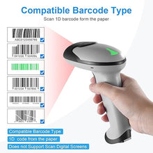 Load image into Gallery viewer, Barcode Scanner with Stand, JRHC Wireless 1D Laser Bar Code Scaners 2.4G Wireless &amp; USB Wired Connection Plug and Play Handheld Bar Code Reader
