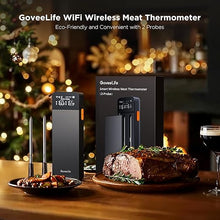 Load image into Gallery viewer, GoveeLife Wireless Meat Thermometer with 2 Probes, Unlimited Range WiFi Meat Thermometer with Digital LCD Rechargeable Base, APP Recipes, Bluetooth Food Cooking Thermometer for BBQ Grill, Oven, Smoker
