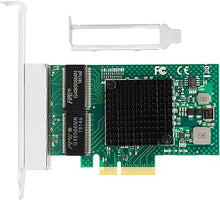 Load image into Gallery viewer, 1Gb PCI-E NIC Network Card for Broadcom BCM5719-4P,10Mb/100Mb/1GbE Copper Quad RJ45 Ports, with Broadcom BCM5719 Chip,1GbE PCI Express 2.0 X1 Ethernet Adapter Support Windows/Linux/VMware
