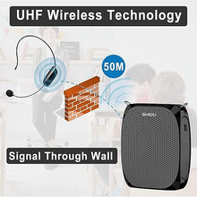 Load image into Gallery viewer, SHIDU Voice Amplifier for Teachers, Personal Voice Amplifier with Wireless Microphone Headset, 10W Output 1800mAh Personal Portable Speaker Suitable for Coaches,Tour Guides, Promotions, Outdoors
