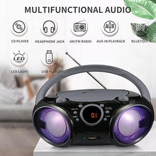 Load image into Gallery viewer, SINGING WOOD CD Boombox Portable/w Bluetooth USB MP3 Player AM/FM Radio AUX Headset Jack LED Backlit (Phantom Black)
