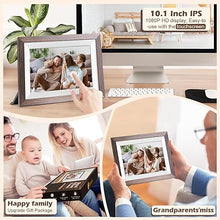 Load image into Gallery viewer, Frameo Digital Picture Frame WiFi 10.1inch Digital Photo Frame,Electronic Photo Frame Load from Phone,1280x800 IPS Touch Screen HD Display,Auto-Rotate,Share Photos/Video-Great Gift(Brown Wood)
