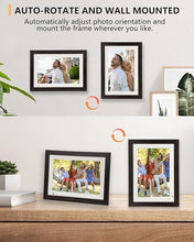 Load image into Gallery viewer, Wooden Digital Picture Frame with 32GB Memory, 10.1 inch 1280x800 IPS HD Touch Screen, Auto-Rotate, Motion Sensor - WiFi Digital Photo Frame with Frameo APP for Slideshows, Video Playback
