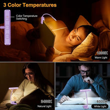 Load image into Gallery viewer, Gritin 19 LED Rechargeable Book Light for Reading in Bed with Memory Function- Eye Caring 3 Color Temperatures,Stepless Dimming Brightness,80 Hrs Runtime Clip On Book Light for Book Lovers-Purple
