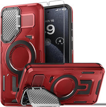 Load image into Gallery viewer, for Samsung Galaxy S25 Case with Screen Protector 6.2-Inch,[Compatible with Magsafe][Adjustable Camera Cover Stand] Military-Grade Protection Shockproof Protective Magnetic Case-Red
