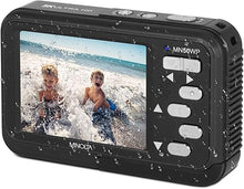 Load image into Gallery viewer, Minolta 48 Mega Pixels Underwater Digital Camera with Autofocus, 5K Video &amp; Dual LCD, Black
