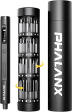 Load image into Gallery viewer, PHALANX Mini 3.7V Electric Screwdriver - Precision Screwdriver Set with 60-in-1 Magnetic Bits, Magnetic Rotatable Rack, 5/32''Hex, Electric Screwdriver Cordless for Phone, Camera, Laptop, Watch Black
