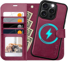 Load image into Gallery viewer, OCASE for iPhone 16 Pro Max Case Detachable Wallet Case with Card Holder, 2 in 1 Pu Leather Flip Folio with RFID Blocking Stand Wrist Strap Shockproof Phone Cover 6.9 Inch 2024, Burgundy
