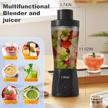 Load image into Gallery viewer, Portable Blender (Black) Shakes and Smoothies Blender with 23 Oz Blender Cup Portable Travel Sport Bottle for Crushing Ice, Puree and Fruit Baby Food USB Rechargeable for Kitchen,Home,Travel
