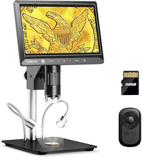 Load image into Gallery viewer, TOMLOV DM702 Digital Micrscope, Full View Coin Microscope with 10&quot; Screen, Coin Magnifier with Light for Collectors, Soldering Microscope for Micro Electronics Repair, Magnifying Glass for Adults
