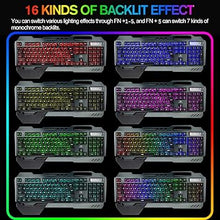 Load image into Gallery viewer, Wireless Gaming Keyboard and Mouse,RGB Backlit Rechargeable Keyboard Mouse with 5000mAh Battery Metal Panel,Removable Hand Rest Mechanical Feel Keyboard and 7 Color Gaming Mute Mouse for PC Gamer
