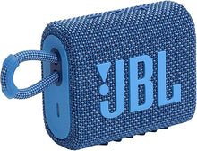 Load image into Gallery viewer, JBL Go 3 Eco - Portable Mini Bluetooth Speaker, big audio and punchy bass, IP67 waterproof and dustproof, 5 hours of playtime, Made in part with recycled materials (Eco Blue)
