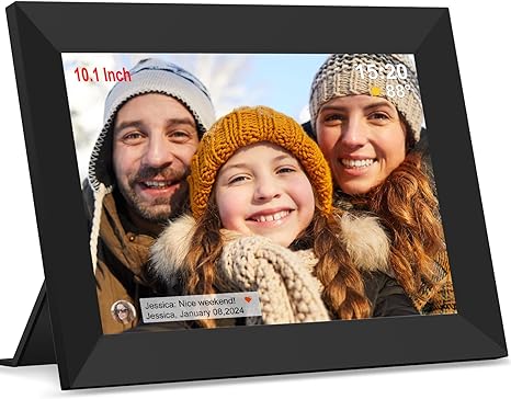 FRAMEO Digital Picture Frame WiFi 10.1 inch Digital Photo Frame Auto-Rotate & Slideshow Electronic Picture Frame HD IPS Touch Screen,Great, Easy to Set up and use Share Photos/Videos Best Gift