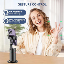 Load image into Gallery viewer, Auto Face Tracking Tripod, No App, Smart Shooting Phone Holder with Remote, 360° Rotation Body Phone Camera Mount Extendable Body Smart Tracking Tripod for Vlog/TIK Tok, Rechargeable Battery (Black)
