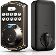 Load image into Gallery viewer, Veise Fingerprint Door Lock, Keyless Entry Door Lock, Electronic Keypad Deadbolt, Biometric Smart Locks for Front Door, Auto Lock, Anti-Peeking Password, Easy Install, Oil Rubbed Bronze
