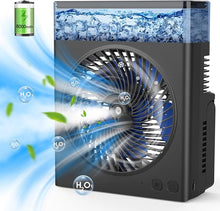 Load image into Gallery viewer, Misting Fan Portable, 8000mAh 8-Inch Rechargeable Battery Operated Fan with 600mL Water Tank, Cooling Desk Misting Fans for Outside, Perfect Quite Mist Water Spray Fans for Home Office Camping Patio
