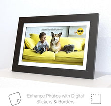 Load image into Gallery viewer, 14” WiFi Digital Photo Frame | Send Photo or Video from Phone to Digital Picture Frame with Free PhotoShare Frame v2 app | End-to-End Encryption | Quick Easy Setup | Black Wood
