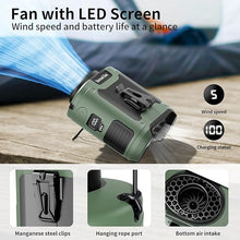 Load image into Gallery viewer, Socool 10000mAh Portable Waist Fan Clip on Wearable Belt Personal Fan Rechargeable Battery Operated with 5 Speeds &amp; Flashlight Neck Hands-Free 40H Cooling for Travel Power Bank (Green)
