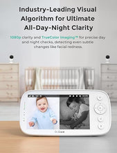 Load image into Gallery viewer, NovaView Video Baby Monitor - 5” 1080P Display, Ultra-Low Radiation, 5000mAh Battery, Clear Night Vision, Real-Time/VOX, 2X/4X Zoom, 1000ft Range, 2-Way Audio, Pan &amp; Tilt, No WiFi Baby Camera
