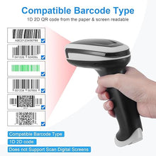 Load image into Gallery viewer, 2D Barcode Scanner Wireless, JRHC Bluetooth Qr Code Scanner Handheld Bar Code Scanners with Stand 3 in 1 Bluetooth &amp; 2.4G Wireless &amp; USB Wired Connection 1D&amp;PDF417 Data Matrix Automatic Barcode Reader
