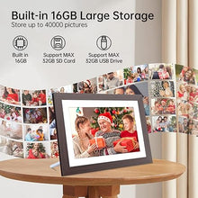 Load image into Gallery viewer, Digital Photo Frame 10.1 Inch, HAMTYSAN Smart Digital Picture Frame IPS Touch Screen, Built-in 16GB Storage, Auto-Rotate, Wood Effect, Easy Setup to Share Photos or Videos via Free App from Anywhere
