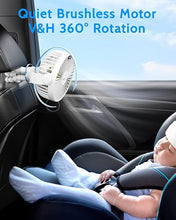 Load image into Gallery viewer, SWEETFULL Portable Stroller Fan with LED Display 4000mAh Battery Powered Mini Clip Fan, 4-Speed Rechargeable Small Personal Fan Handheld Desk Cooling Fan for Car Seat Crib Treadmill Travel(White)
