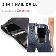 Load image into Gallery viewer, AZ GOGO Nail Drill Machine, 35000RPM Rechargeable Professional Portable Nail Drills for Acrylic Gel Nails - Low Noise &amp; Low Vibration Coreless Motor E-File (Black)
