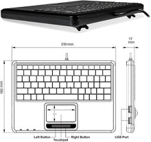 Load image into Gallery viewer, Perixx PERIBOARD-510H Plus, Wired Super Mini USB Touchpad Keyboard, X Type Scissor Keys with 2 Built-in Hubs, Black, US English Layout (11005)
