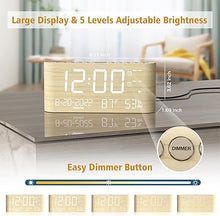 Load image into Gallery viewer, Digital Alarm Clock with Weekday/Weekend Mode, Dual Alarm,Adjustable Volume,Temperature &amp; Humidity Monitor, Calendar,5 Levels Dimmer,12/24H,Snooze,Battery Backup,Loud Alarm Clock for Heavy Sleeper
