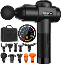 Load image into Gallery viewer, TOLOCO Massage Gun, Deep Tissue Back Massage for Athletes for Pain Relief, Percussion Massager with 10 Massages Heads &amp; Silent Brushless Motor, Black
