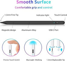 Load image into Gallery viewer, Stylus Pen, Tablet Pen Compatible for Android and iOS Touchscreens, Rechargeable Stylists Pen with Dual Touch Screen, Stylus Pencil for A-pple/Android/Tablet, Black
