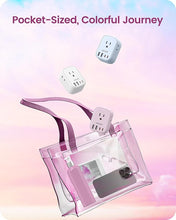Load image into Gallery viewer, European Travel Plug Adapter, LENCENT International Type-C Foldable Power Plug with 4 Outlets, USB C Charger Adaptor, US to Most of Europe EU Iceland Spain Italy France Germany, Cruise Approved, Pink
